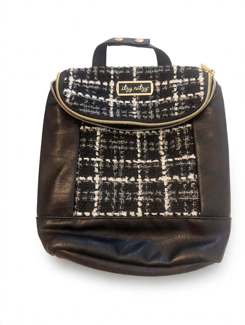Itzy Ritzy Kelly Chill Like A Boss Bottle Bag Black White Tweed